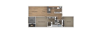 2 bedroom 2 bath Floor Plan at Aztec Springs Apartments, Mesa, 85207
