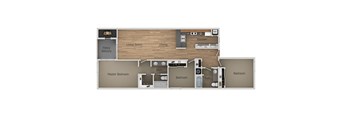 3 bedroom 2 bath Floor Plan at Aztec Springs Apartments, Mesa, Arizona