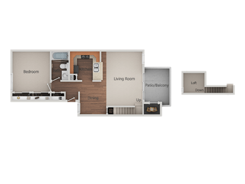 1 Bedroom 1 Bathroom Loft Floor Plan at Canyon Club Apartments, California, 92058