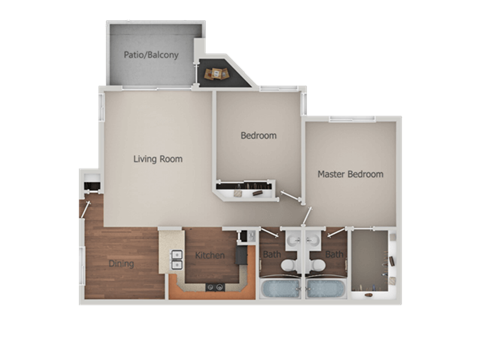 2 bedroom 2 bath Floor Plan at Canyon Club Apartments, Oceanside, CA