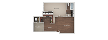 One Bed One Bath Floor Plan at Eucalyptus Grove Apartments, Chula Vista, CA, 91910