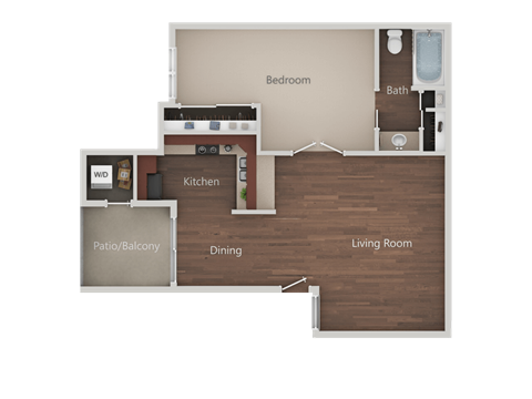 One Bed One Bath Floor Plan at Eucalyptus Grove Apartments, Chula Vista, CA