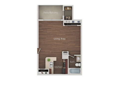 Studio A Floor Plan at Eucalyptus Grove Apartments, Chula Vista, California