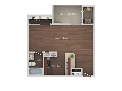 Studio_B Floor Plan at Eucalyptus Grove Apartments, California, 91910