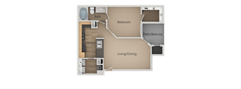 One Bed One Bath Floor Plan at Four Seasons at Southtowne Apartments, South Jordan, UT, 84095