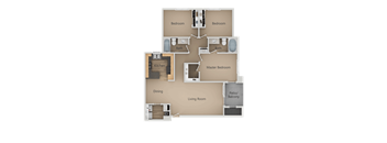 Three Bed Two Bath Floor Plan at Four Seasons at Southtowne Apartments, South Jordan, UT