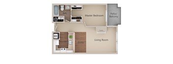 1 Bed 1 Bath Floor Plan at Metropolitan Place Apartments, Renton, Washington