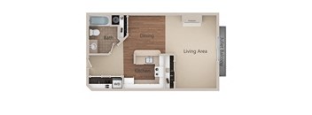 Studio Floor Plan at Metropolitan Collection Apartments, Renton, Washington