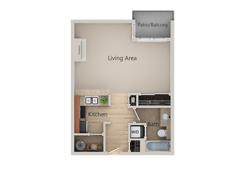 STUDIO Floor Plan at Revo 225 Apartments, Washington, 98057