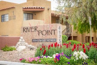 Decorated Entry Signage with Flowers at River Point Apartments, Tucson, AZ, 85712
