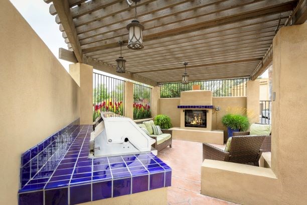 Outdoor Fireplace at River Point Apartments, Tucson, AZ
