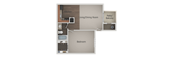 1 Bed 1 Bath Floor Plan at River Point Apartments, Arizona