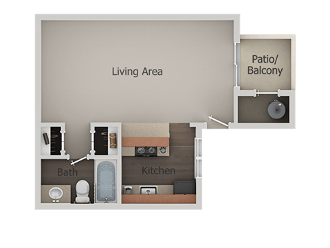 Studio  Floor Plan at River Point Apartments, Tucson