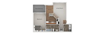 One Bed One Bath Floor Plan at Canyon Ridge Apartments, Arizona