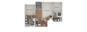 Two Bed Two Bath Floor Plan at Canyon Ridge Apartments, Surprise, 85378