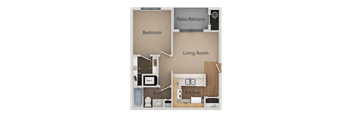 1 Bed 1 Bath Floor Plan at California Place Apartments, California, 95823