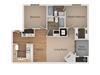 2 bedroom 2 bath Floor Plan 2 bedroom 2 bath Floor Plan at California Place Apartments, Sacramento, CA, 95823