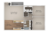 2 Bedroom 1 Bath Floor Plan 2 Bedroom 1 Bath Floor Plan at Courtyard at Central Park Apartments, Fresno, CA