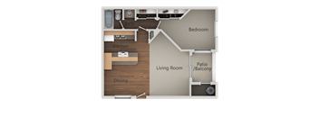 1 Bedroom 1 Bathroom Floor Plan at Ranchwood Apartments, Arizona, 85301