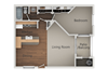 1 Bedroom 1 Bathroom Floor Plan 1 Bedroom 1 Bathroom Floor Plan at Ranchwood Apartments, Arizona, 85301