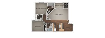 2 bedroom 2 bath Floor Plan at Ranchwood Apartments, Glendale, AZ, 85301