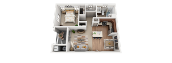 1 Bed 1 Bath Floor Plan at Four Seasons Apartments & Townhomes, Utah