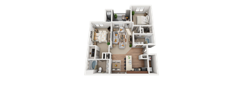 2 Bed 2 Bath Floor Plan at Four Seasons Apartments & Townhomes, North Logan, UT, 84341