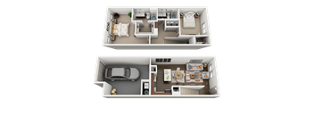 2 Bedroom 2 Bathroom Floor Plan at Four Seasons Apartments & Townhomes, North Logan, Utah