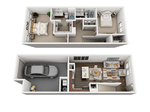 2 Bedroom 2 Bathroom Floor Plan at Four Seasons Apartments & Townhomes, North Logan, Utah