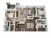 Three Bed Two Bath Floor Plan Three Bed Two Bath Floor Plan at Four Seasons Apartments & Townhomes, North Logan, UT