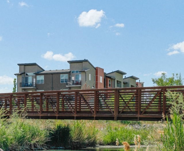 Bridge over the Jordan River at Lofts at 7800 Apartments, Utah, 84047