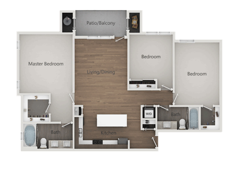 3x2_2D at Lofts at 7800 Apartments, Utah