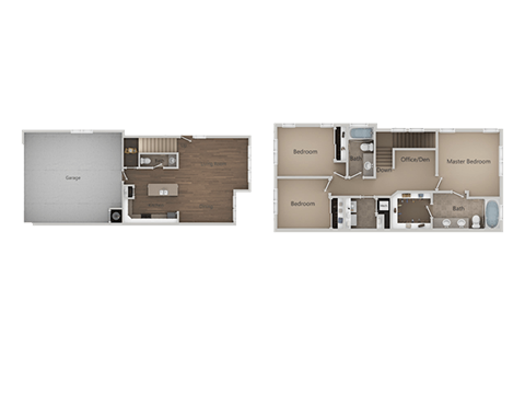 3 Bed 2.5 Bath Floor Plan at Parc at Day Dairy Apartments and Townhomes, Utah