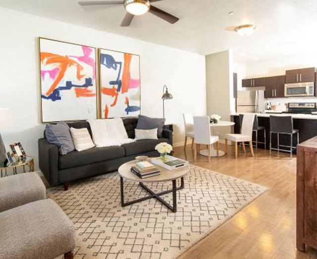 Ceiling Fan In Living Room Ceiling Fan In Living Room at Parc on Center Apartments & Townhomes, Orem, UT, 84057 - Photo Gallery