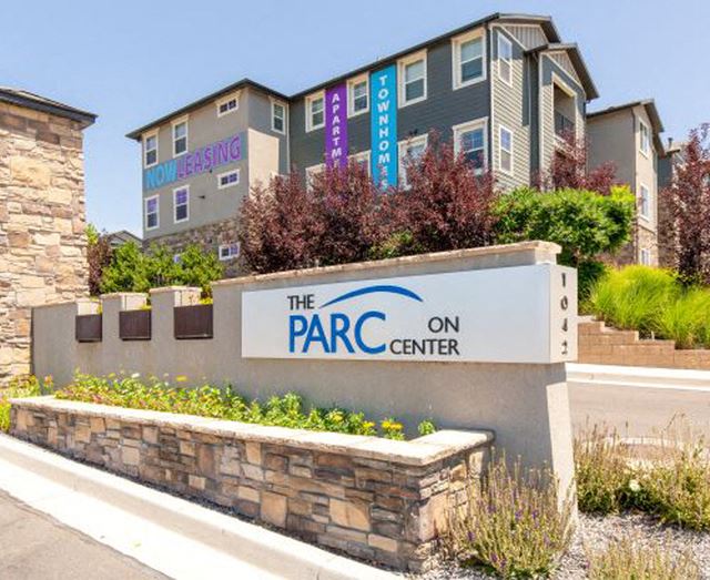Elegant Entry Signage at Parc on Center Apartments & Townhomes, Orem - Photo Gallery 1