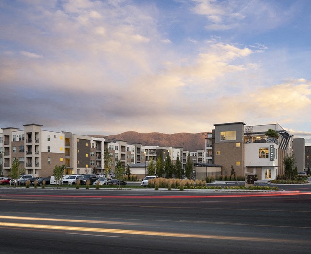 Evening Property View at Parc West Apartments, Draper, UT, 84020