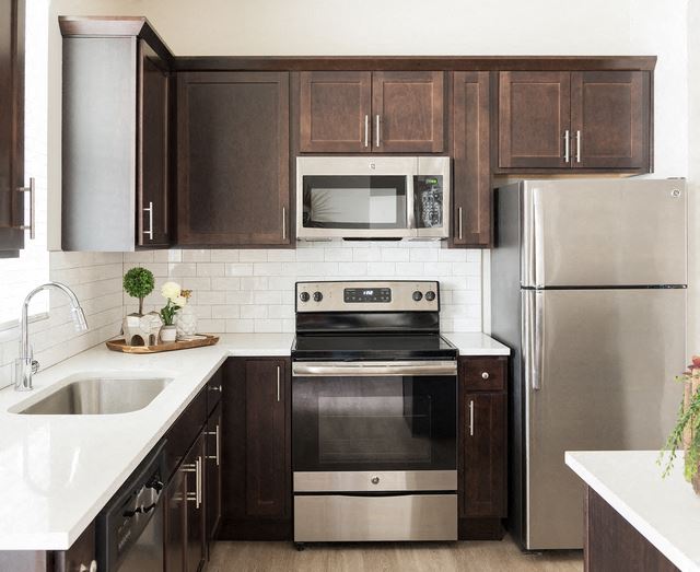 Fully Equipped Kitchen With Stainless Steel Appliances Fully Furnished Kitchen With Stainless Steel Appliances at Rivulet Apartments, American Fork, UT