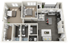 2 bedroom 2 bath Floor Plan 2 bedroom 2 bath Floor Plan at Rivulet Apartments, American Fork, UT, 84003
