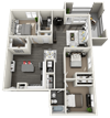 3 bedroom 2 bath Floor Plan 3 bedroom 2 bath Floor Plan at Rivulet Apartments, American Fork, 84003