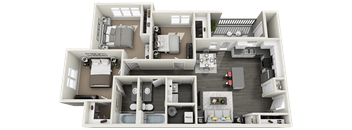 3 Bed, 2 Bath Floor Plan at Rivulet Apartments, American Fork, Utah