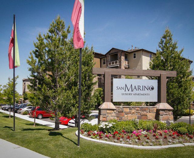 Property Entrance Sign at San Marino Apartments, South Jordan, Utah - Photo Gallery 1