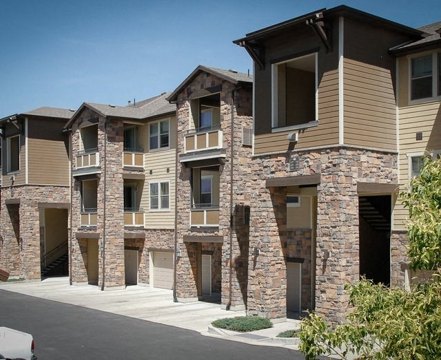 Exterior View with Attached Garages at San Marino Apartments, Utah