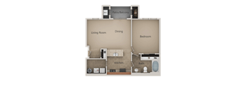 1 Bed 1 Bath Floor Plan at San Marino Apartments, South Jordan, Utah