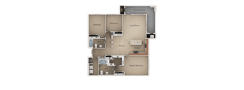 3 Bedroom and 2 Bath Floor Plan at San Marino Apartments, South Jordan