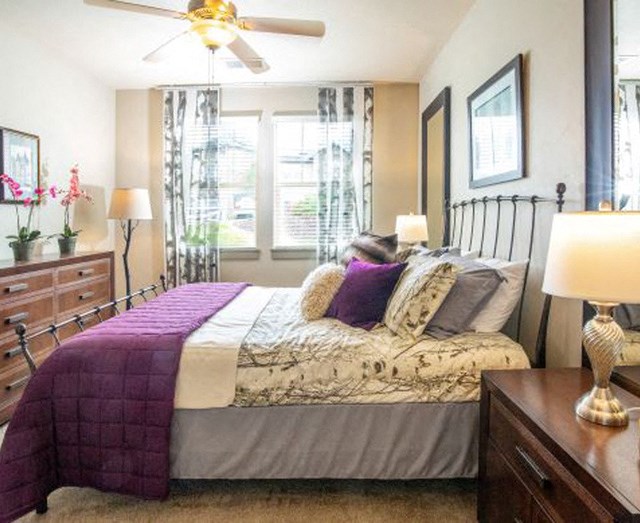 Bedroom With Expansive Windows at San Moritz Apartments, Utah, 84047