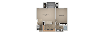 1 Bed 1 Bath Floor Plan at San Moritz Apartments, Utah, 84047