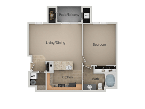 1 Bed 1 Bath Floor Plan at San Moritz Apartments, Utah, 84047