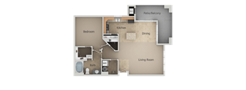 1 Bedroom 1 Bathroom Floor Plan at San Moritz Apartments, Midvale, 84047