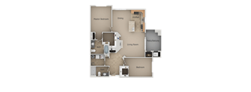 Two Bed Two Bath Floor Plan at San Moritz Apartments, Utah