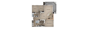 Three Bed Two Bath Floor Plan at San Moritz Apartments, Utah, 84047